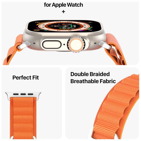 Cinturino Orologio per Apple Watch Ultra 3 2 1 49mm / - Poliestere, Arancione - Foto 4