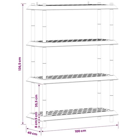 Unità di scaffalatura 4 livelli 100 x 40 x 136,5 cm PP - Foto 8