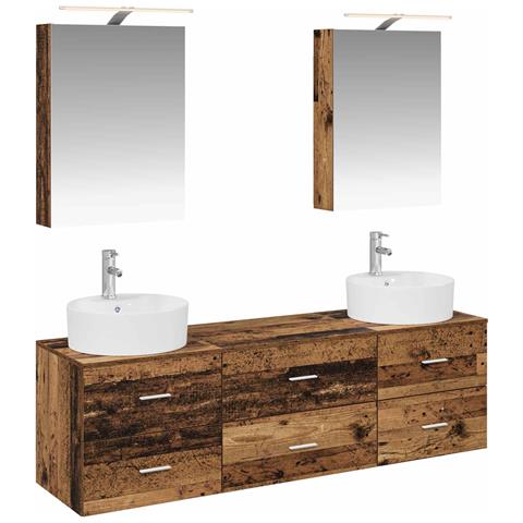 Set di mobili per il bagno 5 pcs Legno antico - Foto 1