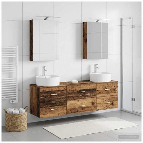 Set di mobili per il bagno 5 pcs Legno antico - Foto 2