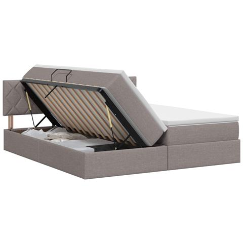 Letto con Contenitore con testiera 2 pz Tortora Pelle Sintetica - Foto 1