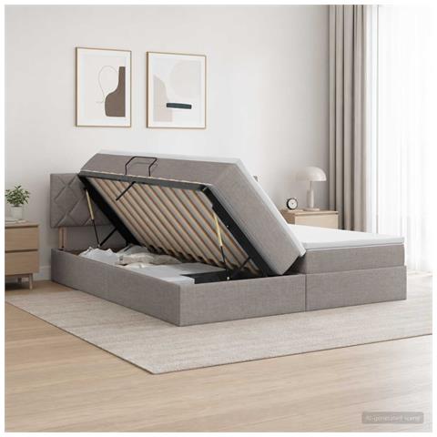 Letto con Contenitore con testiera 2 pz Tortora Pelle Sintetica - Foto 2