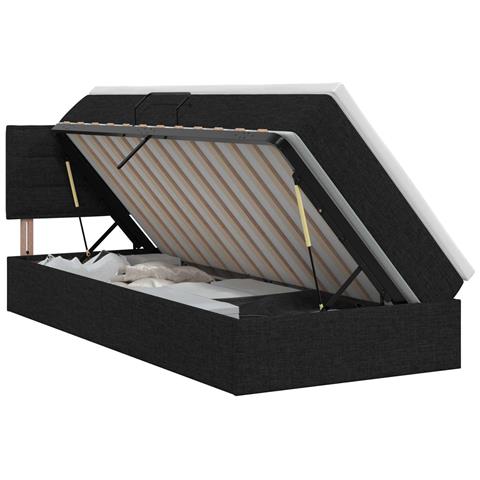 Letto con contenitore e materasso Nero 100 x 200 cm Velluto - Foto 1