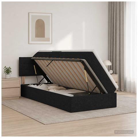 Letto con contenitore e materasso Nero 100 x 200 cm Velluto - Foto 2