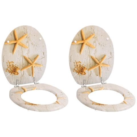 Tavolette WC con Coperchi 2 pz in MDF Design Stella Marina - Foto 1