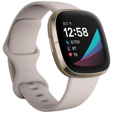 Smartwatch Sense Impermeabile Bluetooth Cardiofrequenza Bianco lunare / Oro - Foto 1