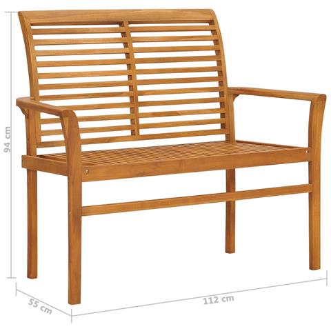 Panca Da Giardino Con Cuscino Rosso A Quadri 112 Cm Legno Teak - Foto 2