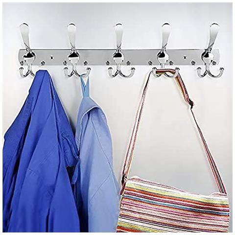 Montaggio A Parete Hook 2 Pack 15 Ganci In Acciaio Inox Del Cappotto Robe Hat Abbigliamento Montaggio A Parete Hook Heavy Duty Gancio Portasciugamani - Foto 2