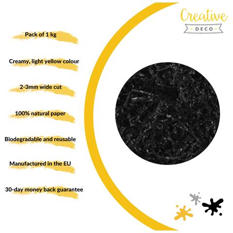 1kg Nero Carta Tagliuzzato Carta Kraft | Sostituzione Della Lana Di Legno | Materiale Da Imballaggio Per Regalo Di Natale A Strisce | Viene In Borsa Blu - Foto 2