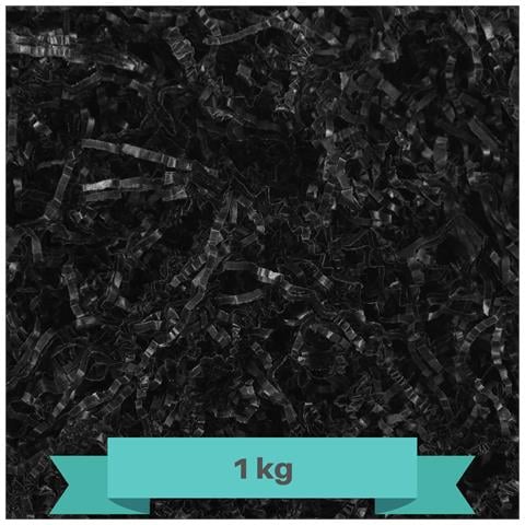 1kg Nero Carta Tagliuzzato Carta Kraft | Sostituzione Della Lana Di Legno | Materiale Da Imballaggio Per Regalo Di Natale A Strisce | Viene In Borsa Blu - Foto 1