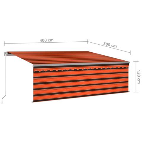 Tenda Sole Retrattile Manuale Parasole LED 4x3m Arancio Marrone - Foto 2