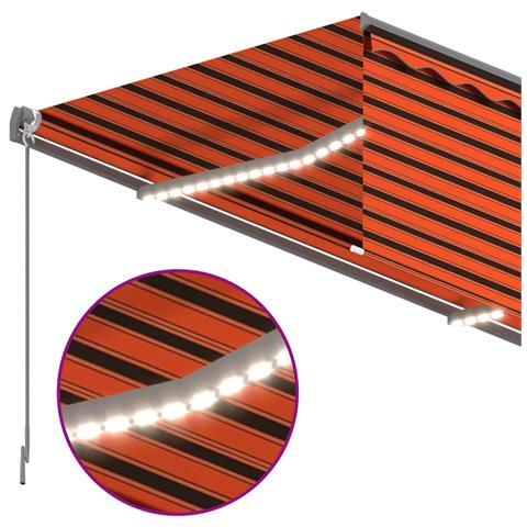 Tenda Sole Retrattile Manuale Parasole LED 4x3m Arancio Marrone - Foto 7