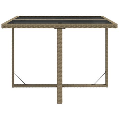 Tavolo Da Giardino Beige 109x107x74 Cm In Polyrattan E Vetro - Foto 2