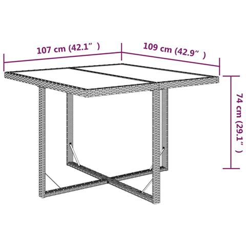 Tavolo Da Giardino Beige 109x107x74 Cm In Polyrattan E Vetro - Foto 6