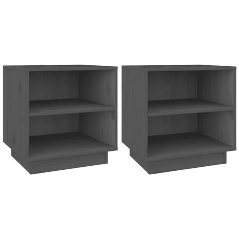 Comodini 2 Pz Grigi 40x34x40 Cm In Legno Massello Di Pino - Foto 1