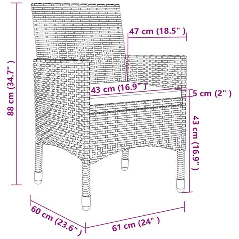 Set Mobili Da Pranzo Giardino 7 Pz Con Cuscini Polyrattan Beige - Foto 2