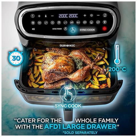 Af24 Friggitrice Ad Aria 9l 2400w - Air Fryer Doppio Cestello Con Sync Cook /finish, 10 Programmi, Finestre Trasparenti, 50-200°c - Foto 15