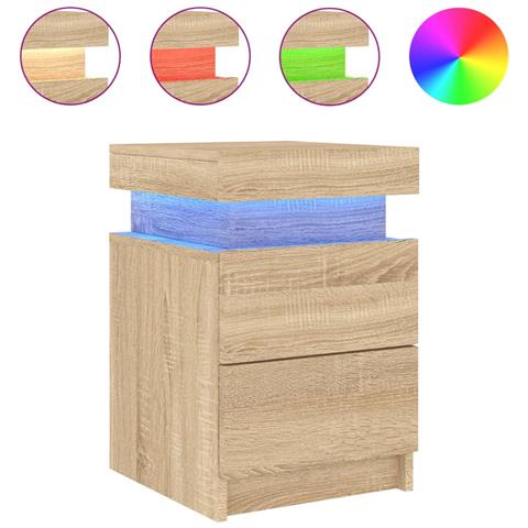Comodino Con Luci Led Rovere Sonoma 35x39x55 Cm - Foto 2