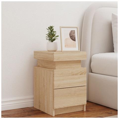 Comodino Con Luci Led Rovere Sonoma 35x39x55 Cm - Foto 3