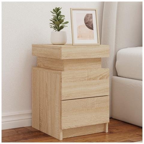 Comodino Con Luci Led Rovere Sonoma 35x39x55 Cm - Foto 1