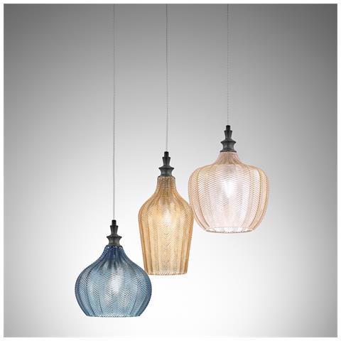Lampadario A Sospensione Lila A Led In Metallo E Vetro Borosilicato