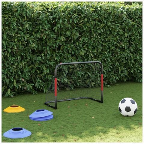 Porta Da Calcio Con Rete Rossa E Nera 90x48x71 Cm In Acciaio - Foto 3