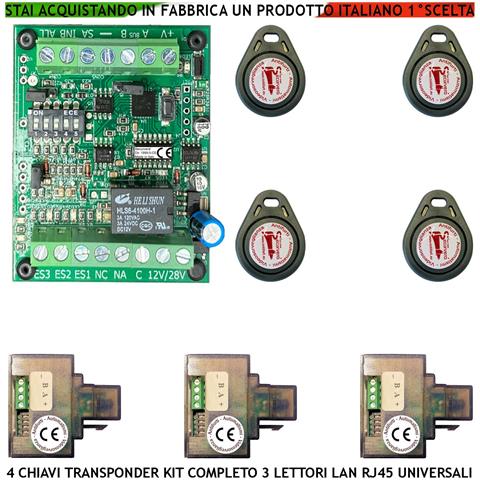 Chiave Di Prossimità 3 Lettori Universali Lan Rj45 Qualsiasi Marca 4 Trasponder Uscita Relè C.nc.na 1ax24v Funzione Im - Foto 1
