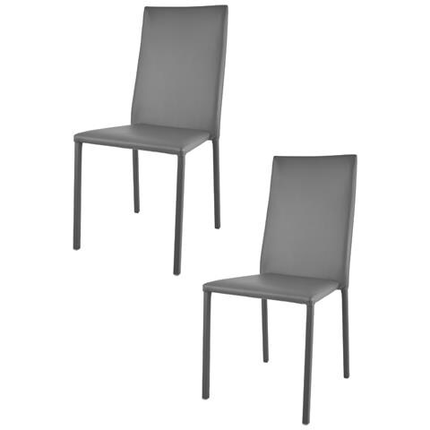 Set 2 Sedie Impilabili Modello Julia Per Cucina Bar E Sala Da Pranzo, Robusta Struttura In Acciaio Imbottita E Rivestita In Finta Pelle Colore Grigio Scuro - Foto 1