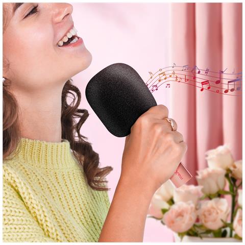 Microfono Karaoke Bluetooth Altoparlante Incorporato Autonomia 8 Ore, Rosa - Foto 2