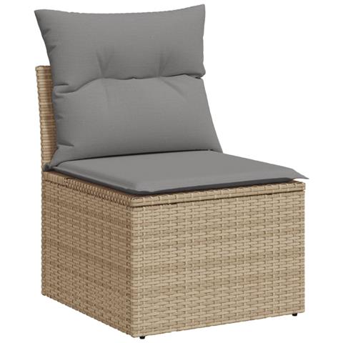 Set Divano Da Giardino 9 Pz Con Cuscini Beige In Polyrattan - Foto 3