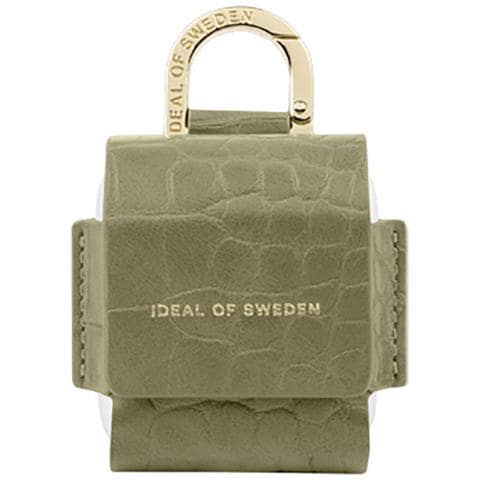 Mini Borsa Per Airpods 1 / 2 Flo Textured Croco Con Moschettone, Verde - Foto 2