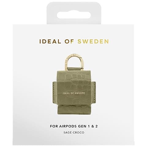 Mini Borsa Per Airpods 1 / 2 Flo Textured Croco Con Moschettone, Verde - Foto 4