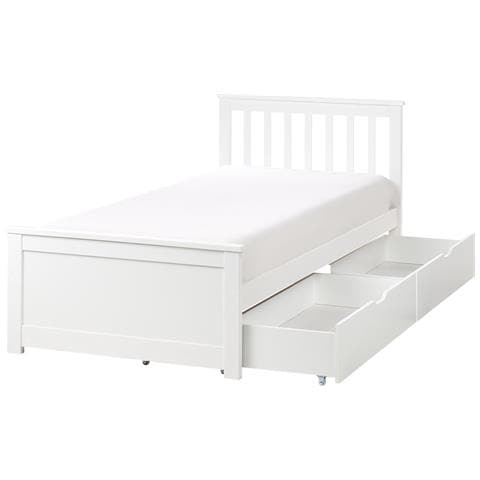 Letto Con Cassetti Contenitori Legno Di Pino Olendon 90 X 200 Cm Bianco - Foto 2