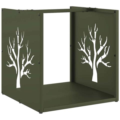 Rastrelliera per Legna da Ardere Verde Oliva 40x40x40 cm - Foto 1