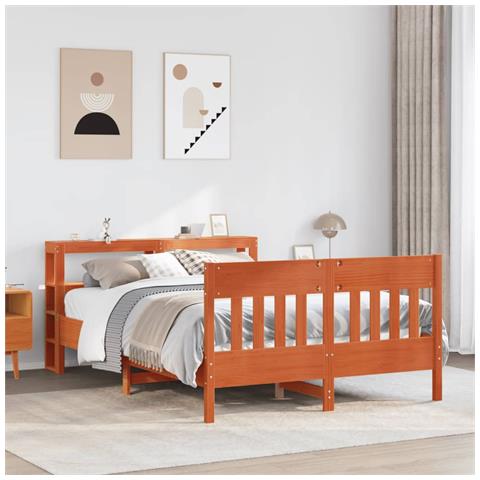 Letto Senza Materasso Marrone Cera 120x200 Cm In Legno Di Pino - Foto 1