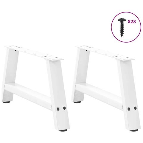 Gambe Tavolino Da Caffè A A 2 Pz Bianco 70x(30-31) Cm Acciaio - Foto 3