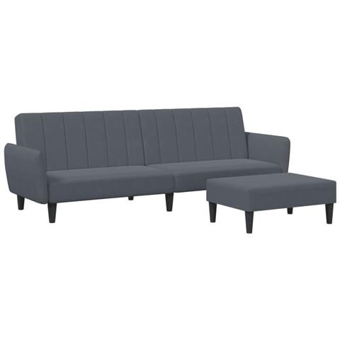 Lusso Casadino -  Divano Letto 2 Posti Con Poggiapiedi Grigio Scuro In Velluto - Foto 1