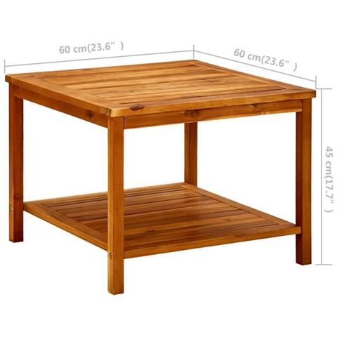 Tavolino Da Salotto 60x60x45 Cm In Legno Massello Di Acacia - Foto 7