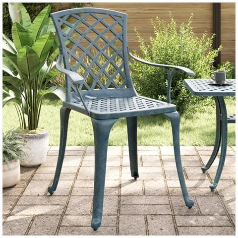 Sedie Da Giardino 2 Pz Verdi In Alluminio Pressofuso - Foto 8