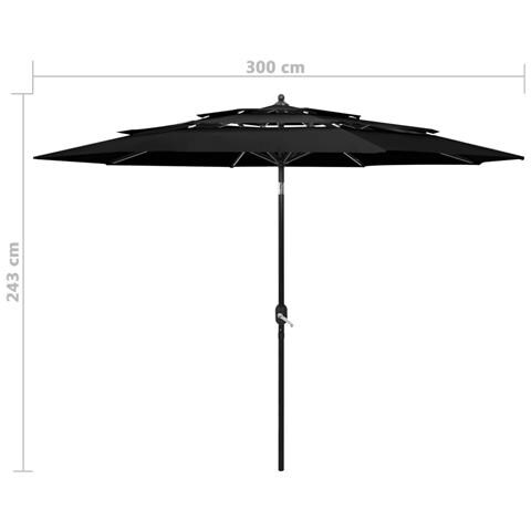 Ombrellone A Sbalzo 3 Livelli Palo Alluminio 3 M Nero - Foto 8