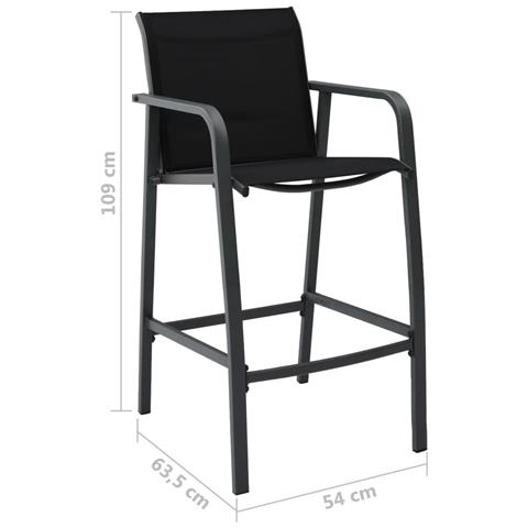 Lusso Casadino -  Sgabelli Da Bar Da Giardino 4 Pz Neri In Textilene - Foto 7