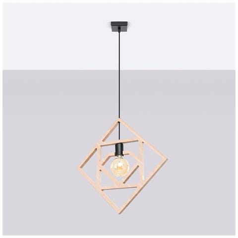 Lampada A Sospensione Caro Sl. 1757 - Moderno Lampada A Sospensione Legno Naturale /nero 145x50x8 Cm - Foto 2
