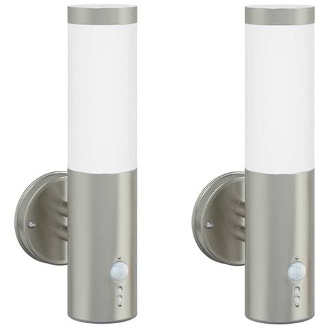 Lampada da Parete da Esterno con Sensore 2 pezzi Argento Acciaio Inossidabile IP44 - Foto 1