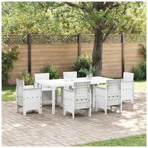 Tavolo da giardino  Bianco 200x100x73 cm in Polyrattan - Foto 2