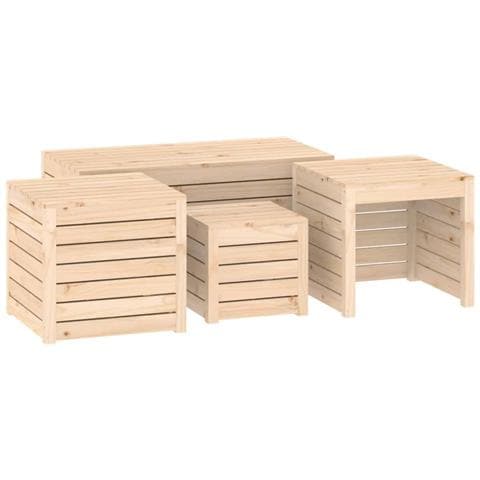 Set Cassette da Giardino 4 pz in Legno Massello di Pino - Foto 1