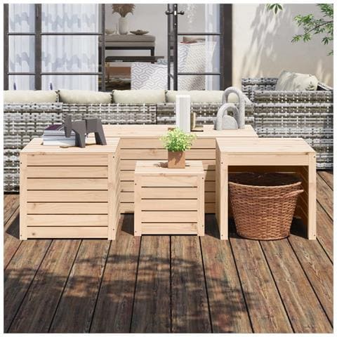 Set Cassette da Giardino 4 pz in Legno Massello di Pino - Foto 2