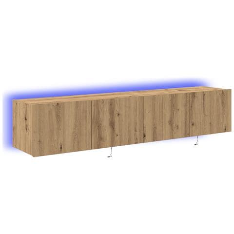 Mobile TV da Parete con Luci LED 2 pz Rovere Artigianale 80x35x31 cm - Foto 1