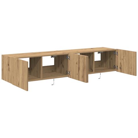 Mobile TV da Parete con Luci LED 2 pz Rovere Artigianale 80x35x31 cm - Foto 9