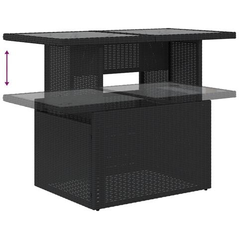 Set Divano Giardino  6 Pezzi con Cuscini Rattan Polyrattan Nero, Divano Giardino 2 Posti  con Cuscini Rattan Polyrattan Nero - Foto 9