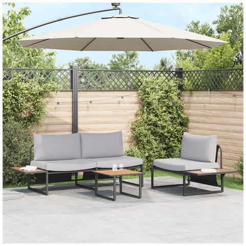 Set da giardino in 3 pezzi di  con cuscini grigio chiaro - Foto 2